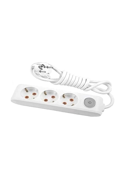 Anahtarlı Üçlü Priz, 1 Metre Kablolu, Güvenli Kullanım İçin Çocuk Koruma Özelliği