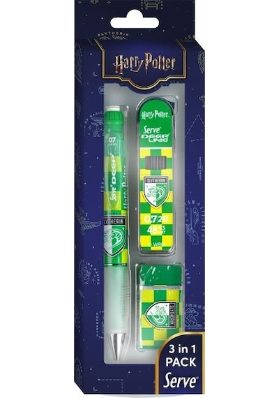 Serve Deep Üçlü Set 0.7 Mm Mekanik Versatil Kalem Harry Potter Slytherin Damalı - Yeşil Çok Renkli