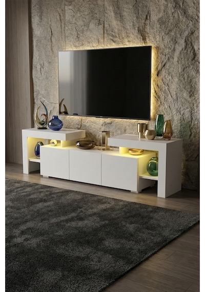 Burc Ledli Tv Ünitesi 200 Cm Beyaz Burc Ledli Tv Ünitesi 200 Cm Beyaz