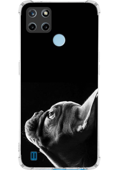 Realme C25 Uyumlu Köpek 1 Baskılı Şeffaf Köşe Korumalı Antişok Kılıf