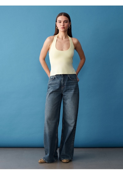 Dilvin 32726 Halter Yaka Top-açık Sarı