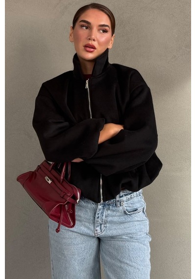Madmext Siyah Kaşe Bomber Kadın Ceket Mg2902
