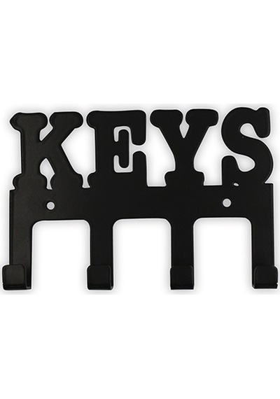 Metal Siyah Keys Yazılı Dekoratif Anahtar Askısı, Askılık, Anahta Diğer
