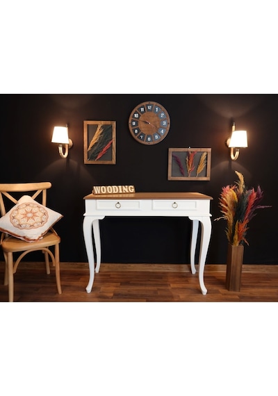 Wooding 100 Cm Çekmeceli Masif Beyaz Naturel Dresuar (548587809) Beyaz
