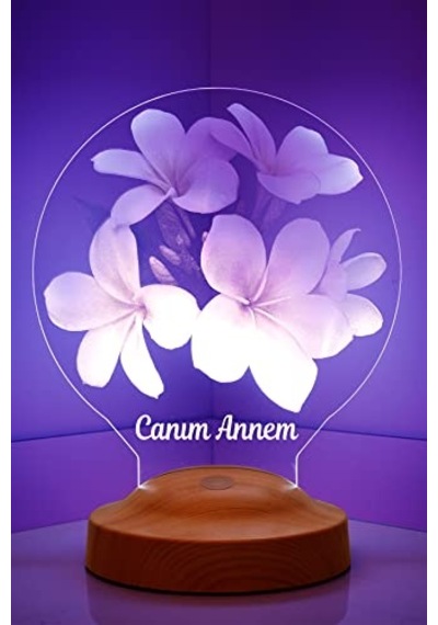 Anneye Çiçekli Hediye, Kişiye Özel Anneler Günü Hediyesi Plumeria Çiçeği Led Lamba, Canım Annem Hediyesi