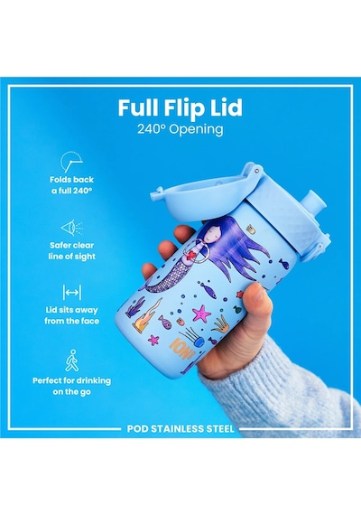 Ion8 - Paslanmaz Çelik Çocuk Suluk - Deniz Kızları - 400 Ml - Sızdırmaz Çok Renkli