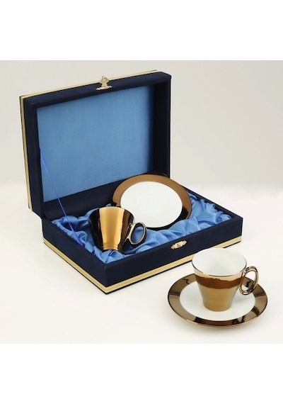 EVDEMA İKİLİ GOLD KAPLAMA KAHVE FİNCANI MTFK.0038-9
