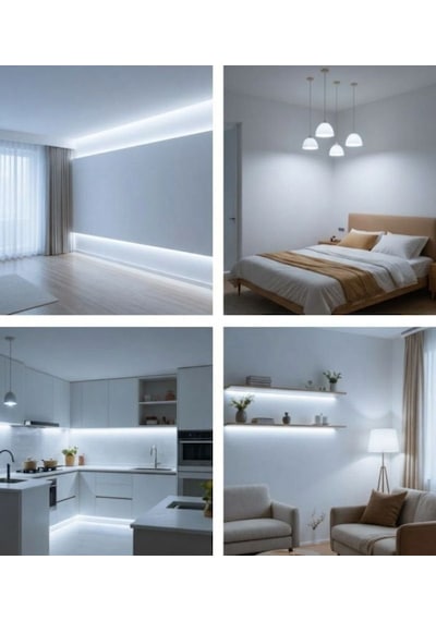 Şerit Led 5 Metre Mutfak Dolabı Tezgah Altı Aydınlatma Adaptörlü Butonlu Tak Çalıştır Sb-6556 Beyaz