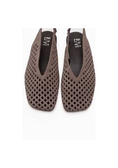 Luvishoes Delızıa Vizon Süet Hakiki Deri Önü Kapalı Lazer Kesim Kadın Sandalet