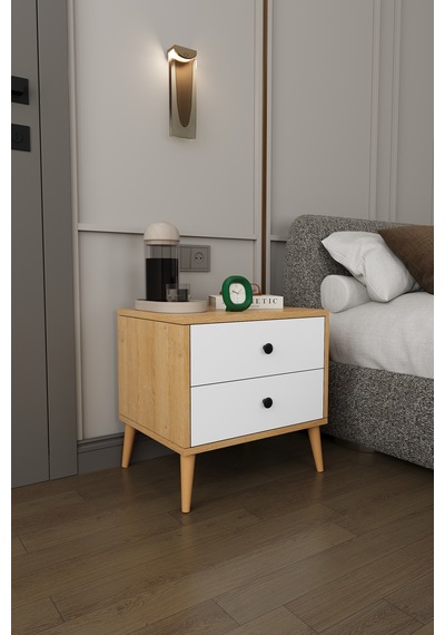 Modern 2 Çekmeceli Komodin Şifonyer %100 Mdf Çok Amaçlı Organizer Kmd03 Beyaz - Karına
