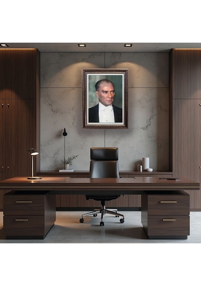 Çerçeveli Deri Atatürk Tablosu 16 Çerçeveli Tablo 61x81 Cm Diğer