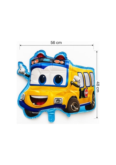 Folyo Balon Sevimli Okul Otobüsü 56x48 Cm Okula Dönüş İlk Okul Günü Dekorasyon Balonu Diğer