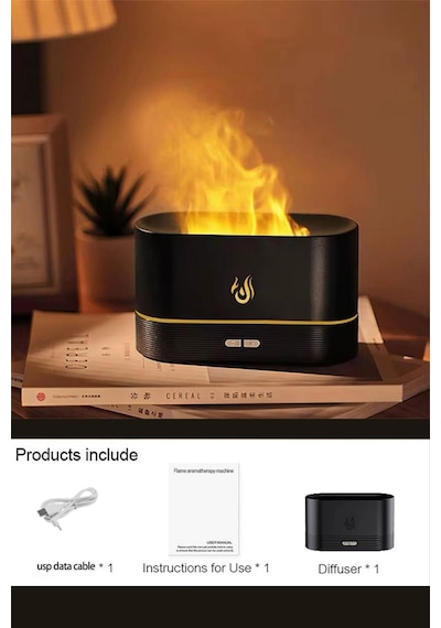 Hava Nemlendirici Alev Efektli Volkan Tasarım Ultrasonik Uçucu Aroma Yayıcı Nemlendirici 200ml