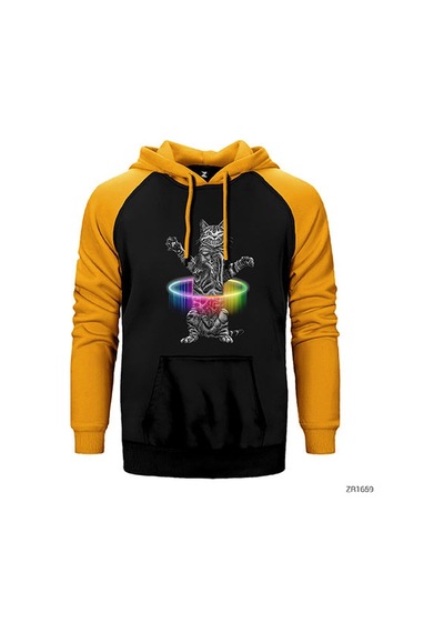 Kedi Hulahop Kırmızı Renk Reglan Kol Sweatshirt / Hoodie