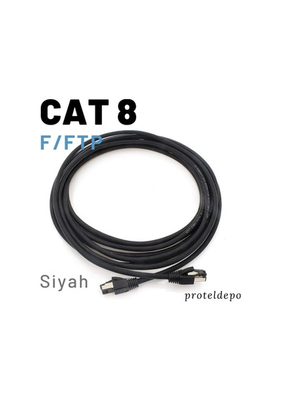 Irenis CAT8 Kablo F/FTP LSZH Ethernet Network LAN Ağ Kablosu 1 M-Siyah