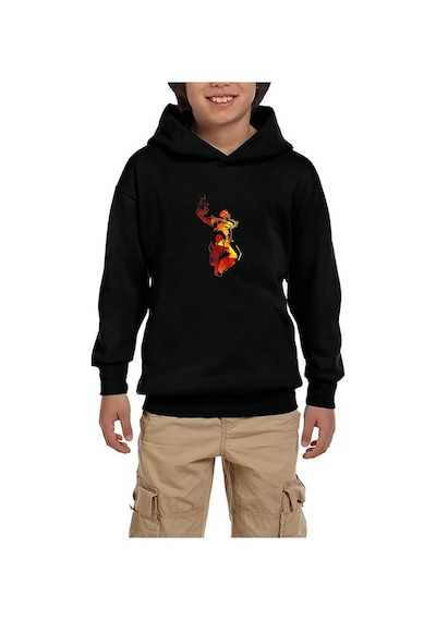 Zepplin Giyim Red Basketball Silhouette Siyah Çocuk Kapşonlu Sweatshirt Siyah
