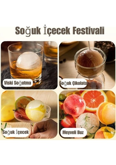 Küre Pro Buz Kalıbı Silikon Küre Çikolata Kalıbı Siyah Çap 60 Mm Siyah