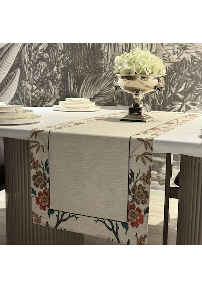 Keten Asil Desen Runner 40x140 Cm Çok Renkli