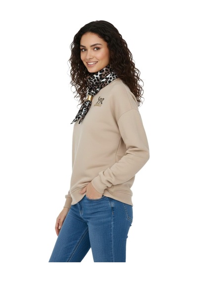 Baglan Kadın Spor Sıfıryaka Sweatshirt Fular Lı Bgl-st05062 Bej