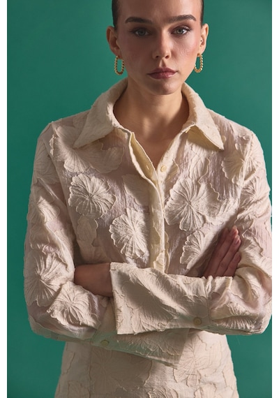 Sateen Belica Gömlek - Bej-137147 bej