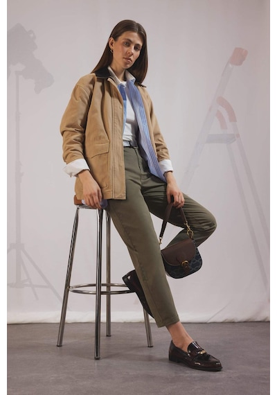 DeFacto Carrot Fit Kemerli Gabardin Pantolon Cepli Yüksek Bel Düz Paça D7413AX25SMKH260
