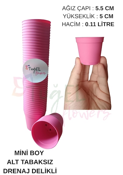 Pembe Kaktüs&sukulent Üretim Saksısı 1.kalite Mini Boy-5.5 Cm 100 Adet