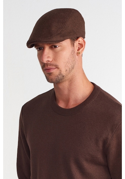 Külah Erkek Yün Flat Cap Kasket Peaky Blinders Şapka - Kahve Kahverengi