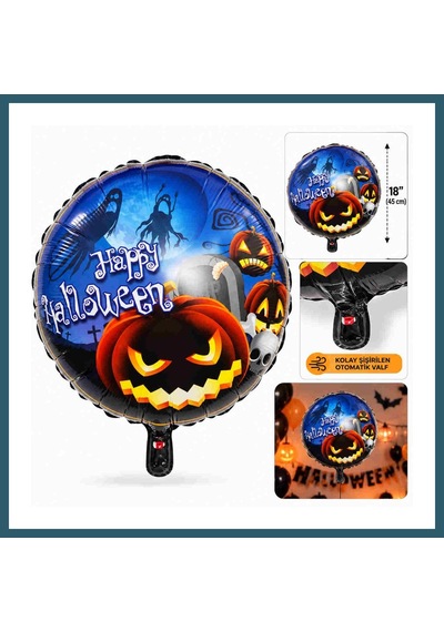 Bezos Balkabağı Desenli Folyo Balon 18 İnç 45 Cm Ob Çok Renkli