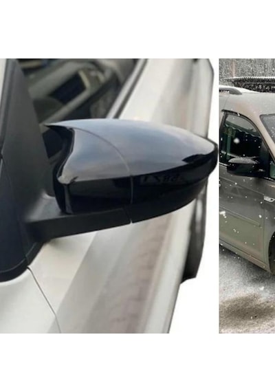 Vw Caddy MK3 / MK3 FL 2015 2016 2017 2018 2019 2020 Uyumlu Yarasa Batman Ayna Kapağı Takımı Parlak Siyah