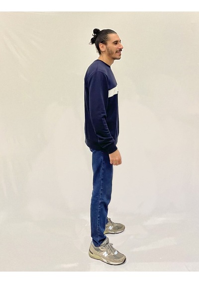 Erkek Bisiklet Yaka Rahat Kalıp 3 İplik Kalın Garnili Sweatshirt Spr24sw35 NAVY
