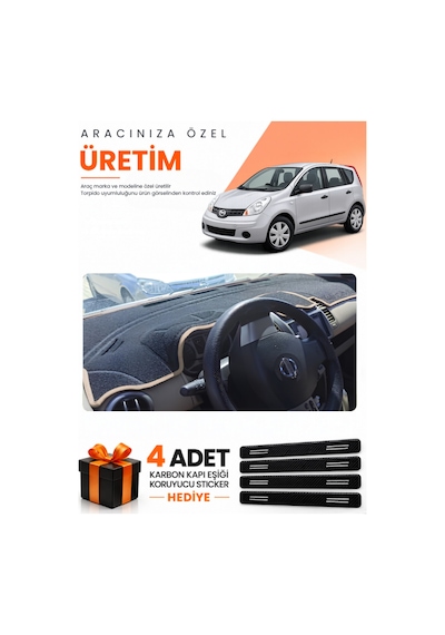 Nissan Note E11 2005-2009 Uyumlu Torpido Koruma Örtüsü Oto Kılıfı - Siyah Bej