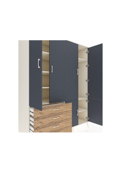 Kronos Gardrop 7 Raflı 4 Çekmeceli Tek Askılı 176x59x221 Aytaşı-antrasit/çam Antrasit/çam Kronos Gardrop 7 Raflı 4 Çekmeceli Tek Askılı 176x59x221 Aytaşı-antrasit/çam Antrasit/çam