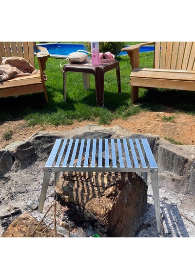 Kamp Ayısı Grillplate Katlanır Ateş Üstü Pişirme Ve Kamp Masası Gri