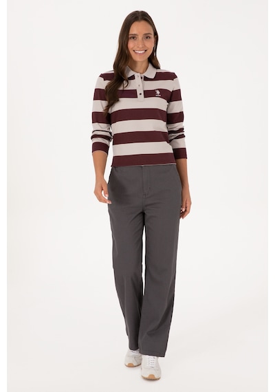 U.S. Polo Assn. Kadın Antrasit Straight Fit Kanvas Pantolon 50316895-VR006