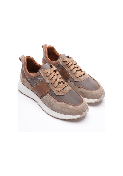 Erkek Hakiki Deri Süet Sneaker Paraşüt Detaylı Vizon Zerox Vizon