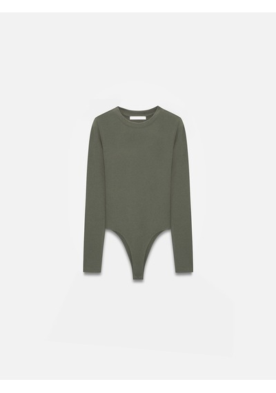 Dilvin 32695 Uzun Kollu Bodysuit-haki Haki