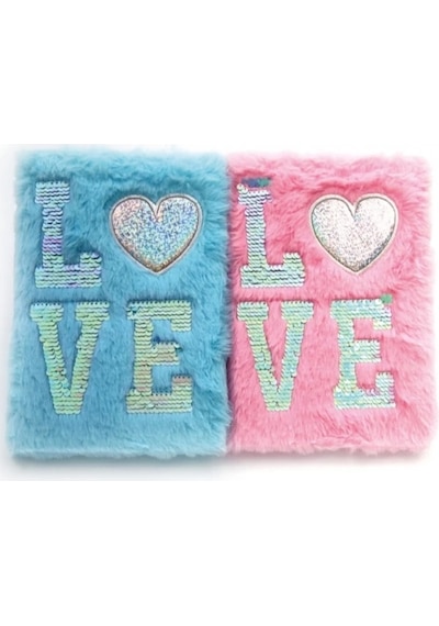 Love Tasarımlı Peluş Hatıra Defteri Çok Renkli