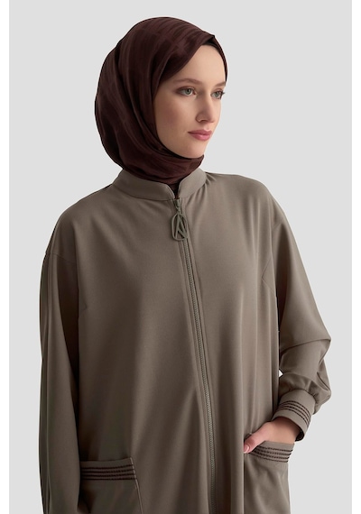 Armine Trend Kolları Ribanalı Boydan Fermuarlı Cepli Giy Çık Vizon 25kt557