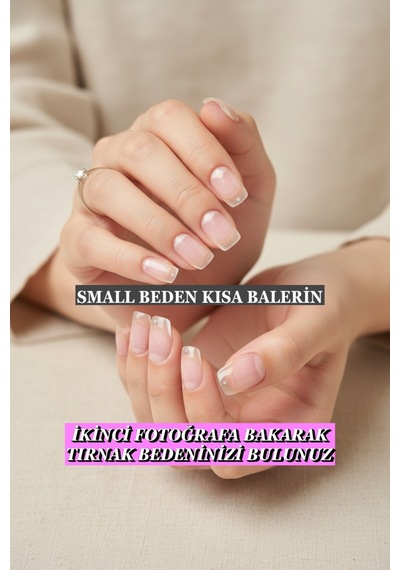 100 Adet Jel Tips Small Beden Kısa Balerin Takma Tırnak Seti Small