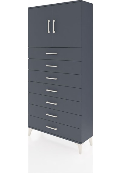 Arges Dolap 2 Raflı 7 Çekmeceli 2 Kapaklı 88x30x182 Antrasit-... Antrasit