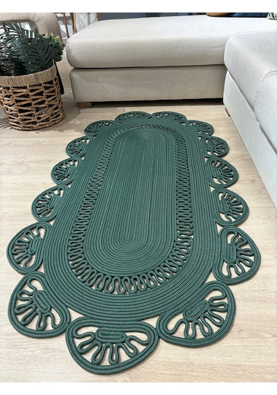 Mavaux Matrix Jüt Kilim, Paspas, Mutfak Halısı, Banyo Paspası, Kilim, Halı, Oturma Odası Halısı Yeşil
