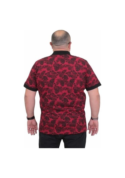 Starbattal Erkek Büyük Beden Polo Yaka Tişört Hawai 24455 Bordo-Bordo