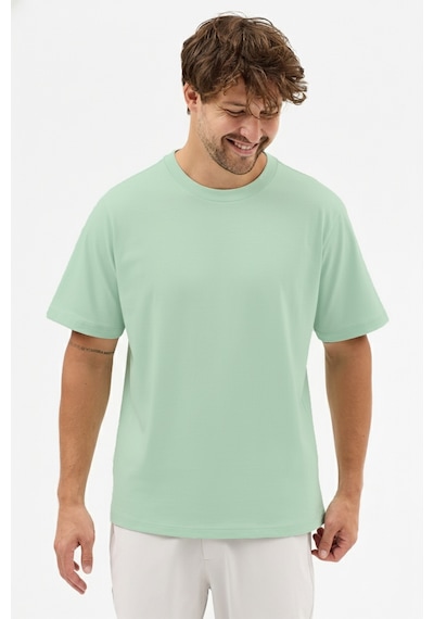 Goffra Erkek Premium Kalite Yoğun Dokulu Pamuklu T-shirt Yeşil M101-r0220-07 Yeşil