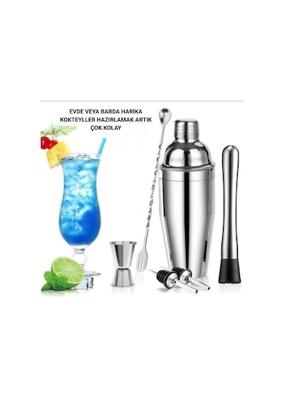 Polham 6 Parça 750ml Paslanmaz Çelik Kokteyl Shaker Seti Ev Ve Bar İçin İdeal, Sızdırmaz Kapaklı
