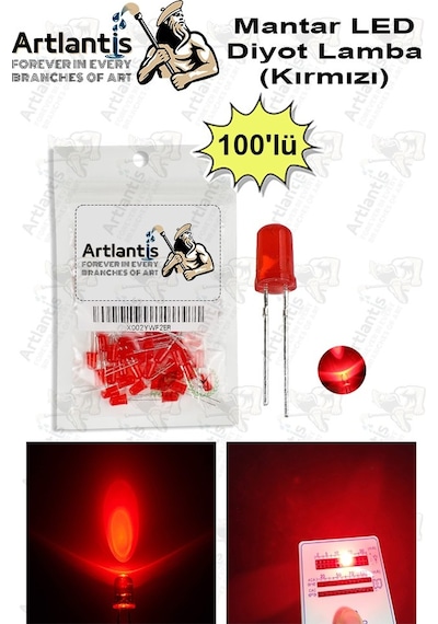Kırmızı Mantar Led Diyot Lamba 100 Lü 1 Paket Kırmızı 4.8 Mm Mini Mantar Led Lamba Deney Bilim Proje Arduino Işığı
