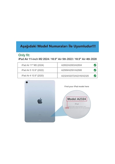 Apple Uyumlu iPad, Air 11 10.9 Inç Air 4 5 6 2020 2022 2024 Kılıf Kalem Bölmeli Stadlı Uyku Modlu Akıllı Case Kılıf