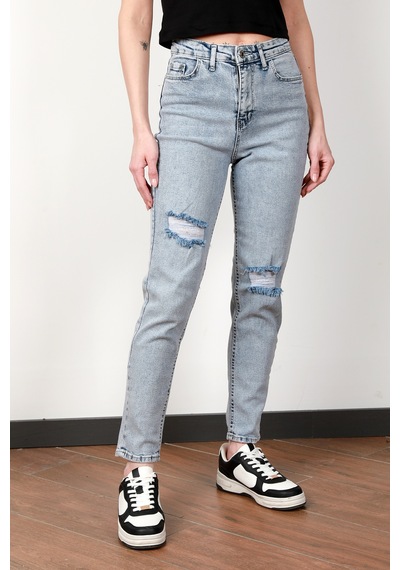 Giysa Kadın Lyc Lazer Kesim Skinny Jean Mavi