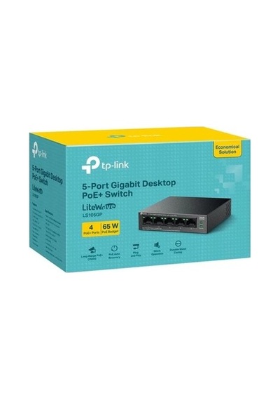 Tp-link Tp-lınk Ls105gp 4 Port Gıgabıt + 1 Port Rj45 Uplınk Poe 65w 250 Metre Poe Mesafe Metal Kasa