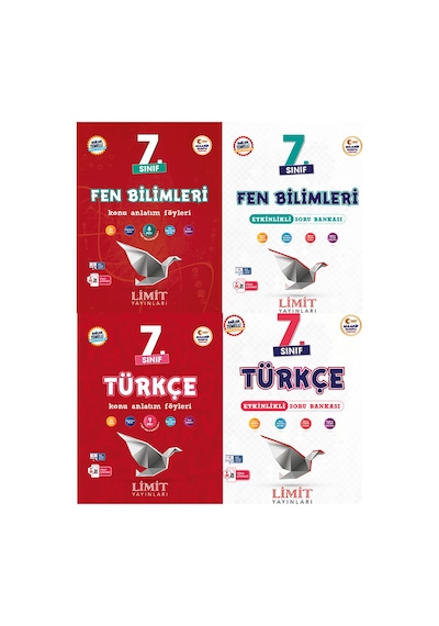 Limit 2027 7. Sınıf Fen Bilimleri + Türkçe Konu Anlatım Föyleri + Soru Bankası Seti 4 Kitap Maarif Model