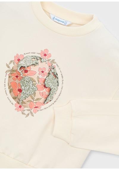 Mayoral Kız Çocuk İki İplik Sweatshirt Krem